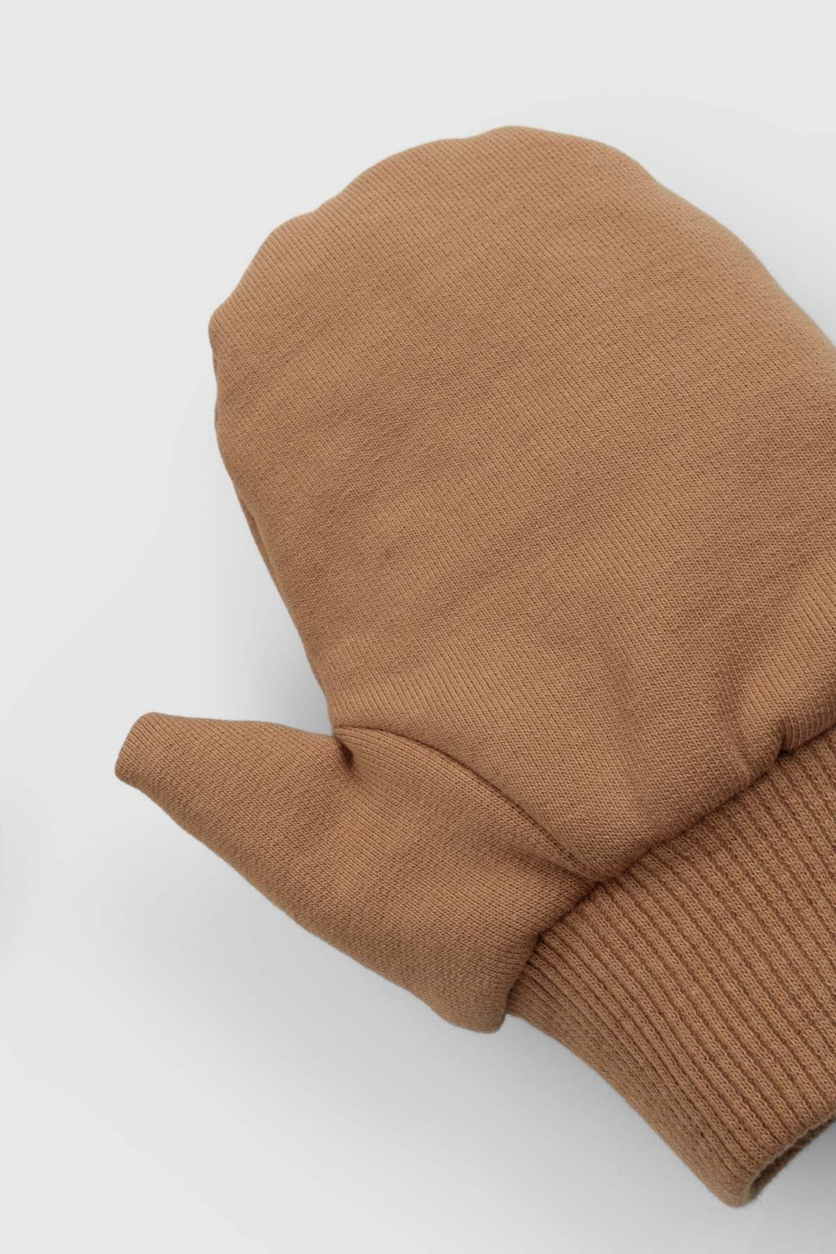 Organik Pamuklu Ayıcık Kahverengi Balaklava Eldiven Seti