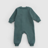 Organik Pamuklu Yeşil Fermuarlı Bebek Tulumu