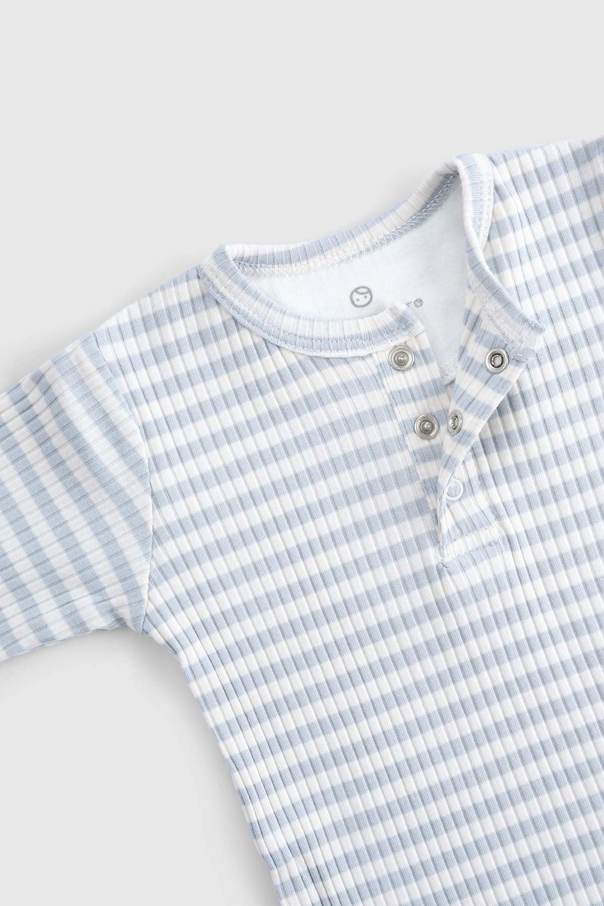 Ayarlanabilir Çıtçıtlı Modal Bebek Body Uzun Kollu Mavi Zıbın