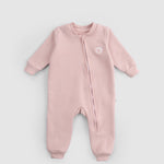 Organik Pamuklu Pembe Fermuarlı Bebek Tulumu