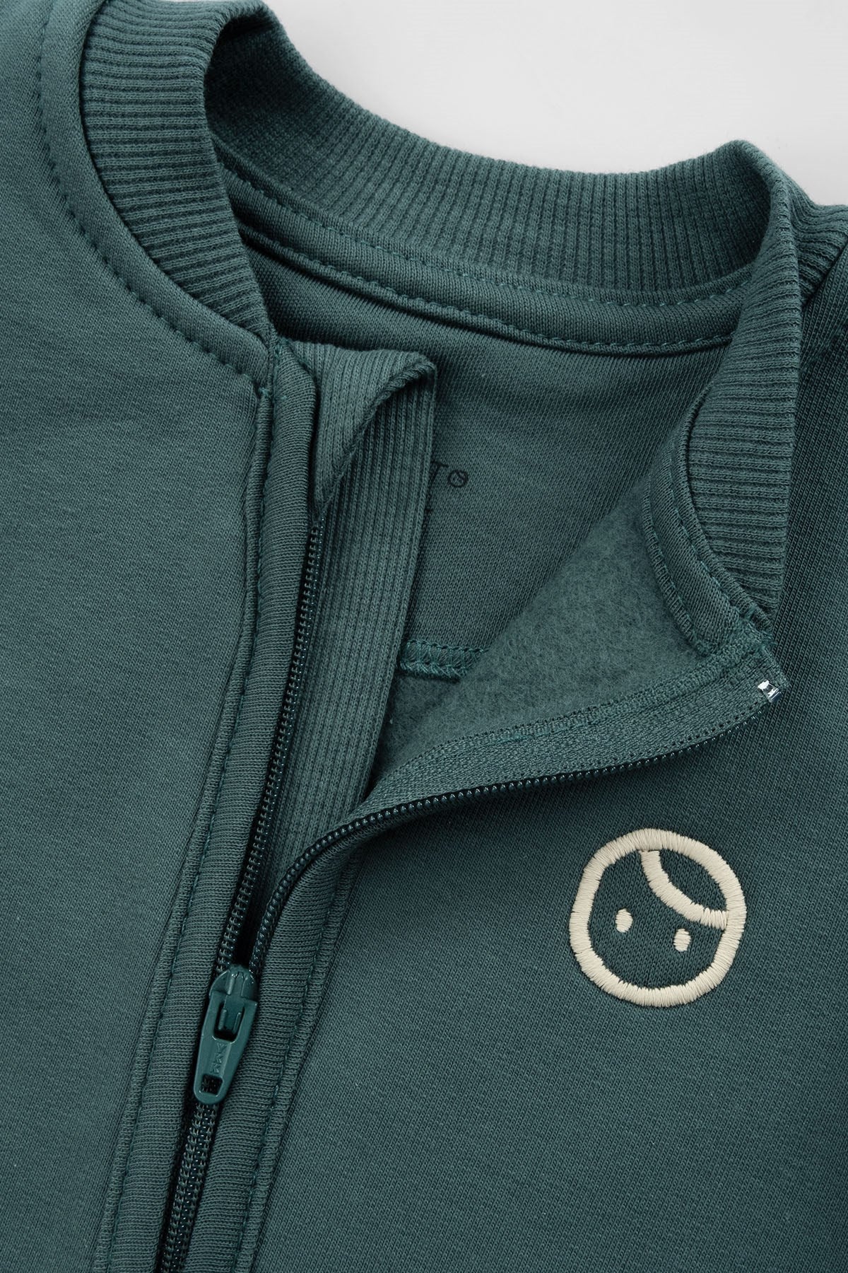 Organik Pamuklu Yeşil Fermuarlı Bebek Tulumu