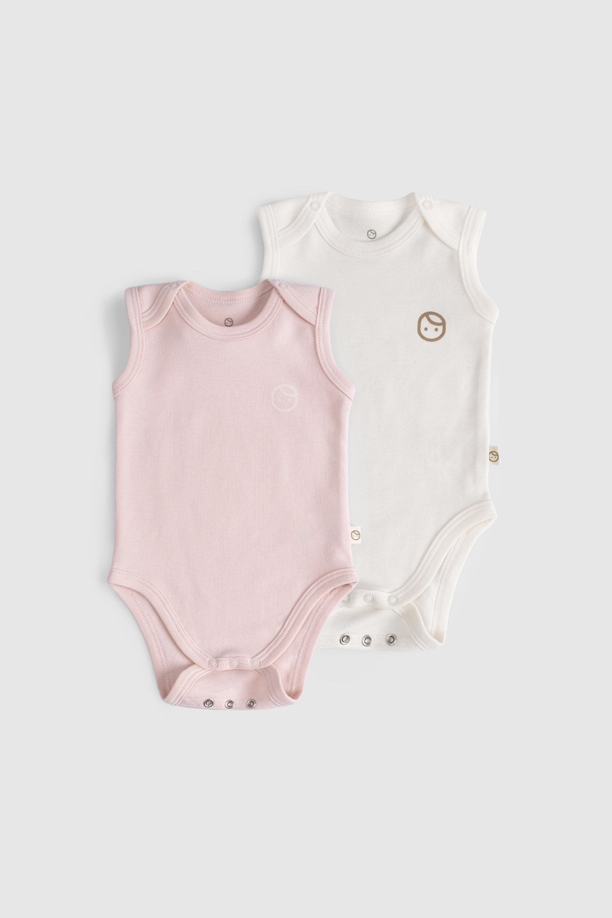 2'li Organik Pamuk Ayarlanabilir Pembe - Ekru Çıtçıtlı Atlet - Little Gusto - Bebek Zıbın ve Body