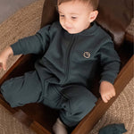 Organik Pamuklu Yeşil Fermuarlı Bebek Tulumu