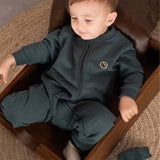 Organik Pamuklu Yeşil Fermuarlı Bebek Tulumu