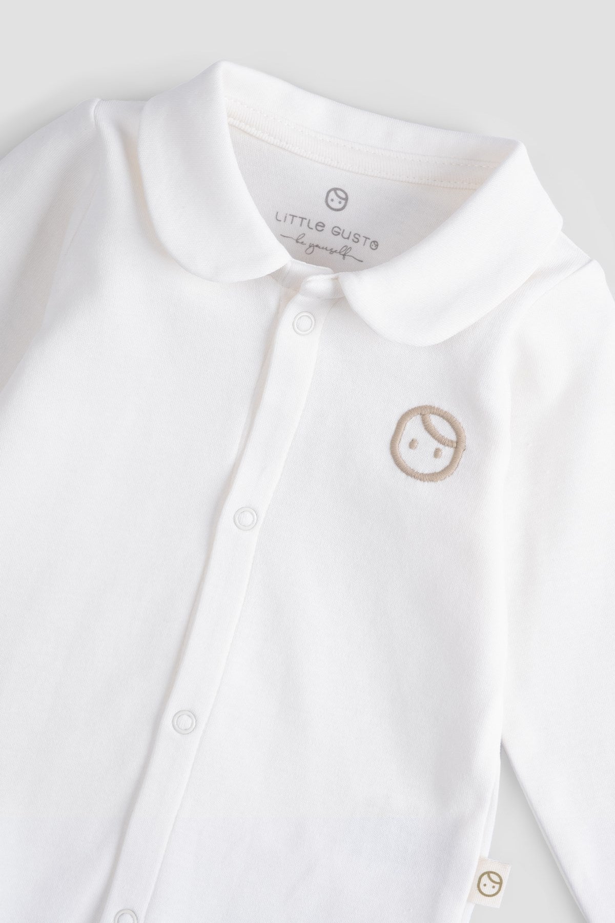 Organik Pamuk Bebe Yaka Gömlek Body Ekru - Little Gusto -
