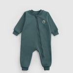Organik Pamuklu Yeşil Fermuarlı Bebek Tulumu