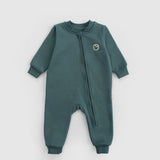Organik Pamuklu Yeşil Fermuarlı Bebek Tulumu