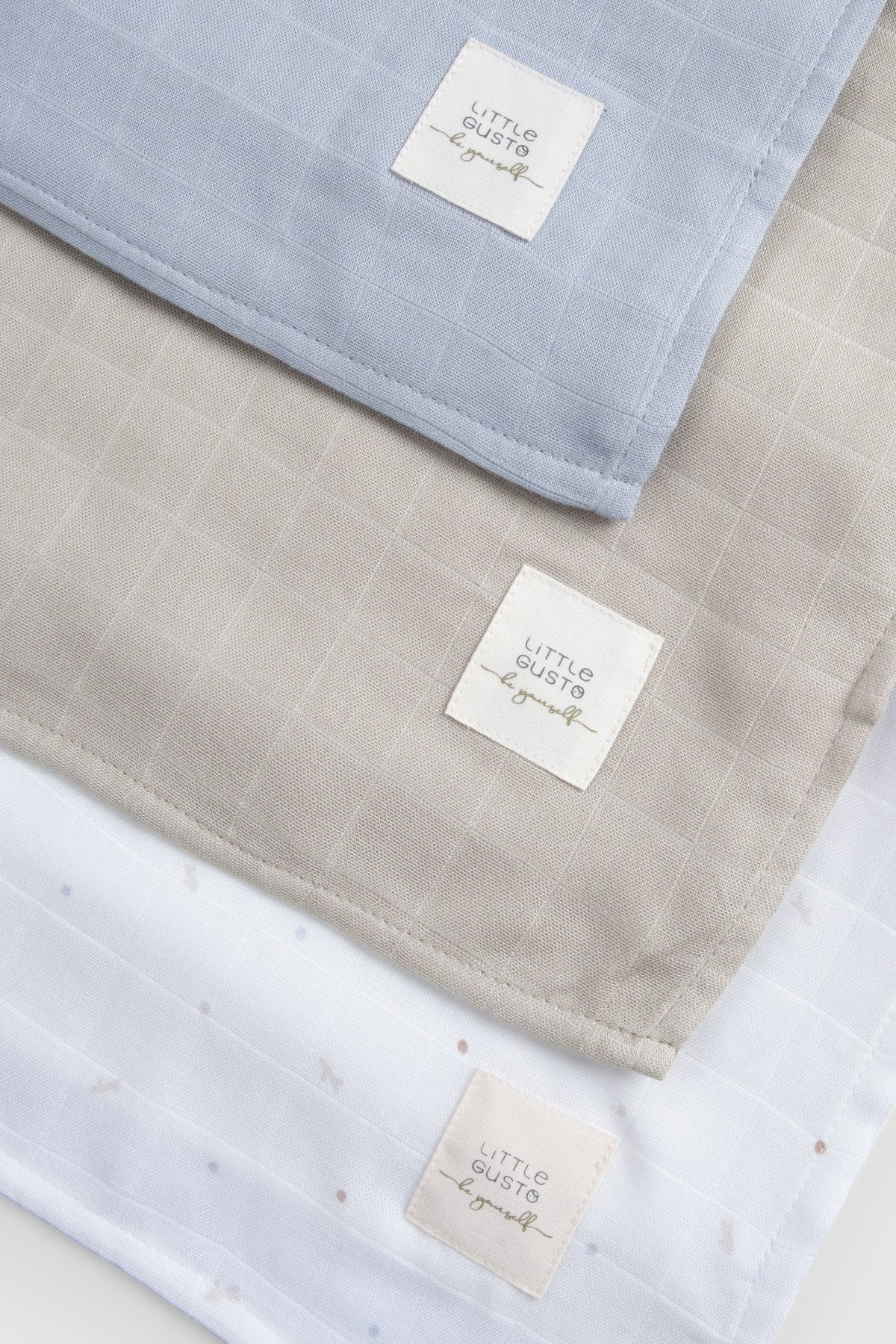 Organik Pamuk Müslin Mavi 3'lü Swaddle Seti 100x100 cm