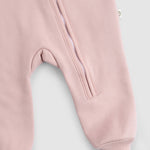 Organik Pamuklu Pembe Fermuarlı Bebek Tulumu