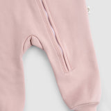 Organik Pamuklu Pembe Fermuarlı Bebek Tulumu