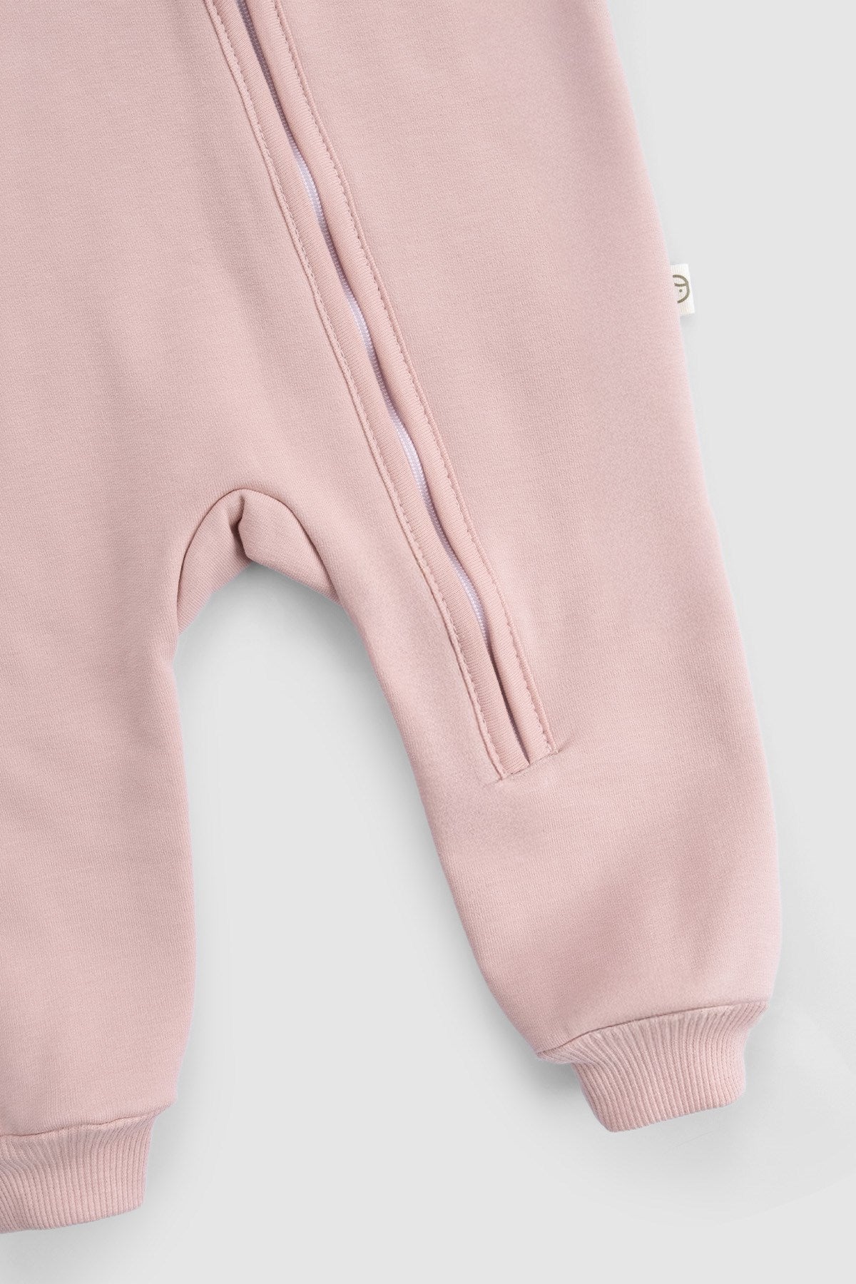 Organik Pamuklu Pembe Fermuarlı Bebek Tulumu