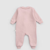 Organik Pamuklu Pembe Fermuarlı Bebek Tulumu