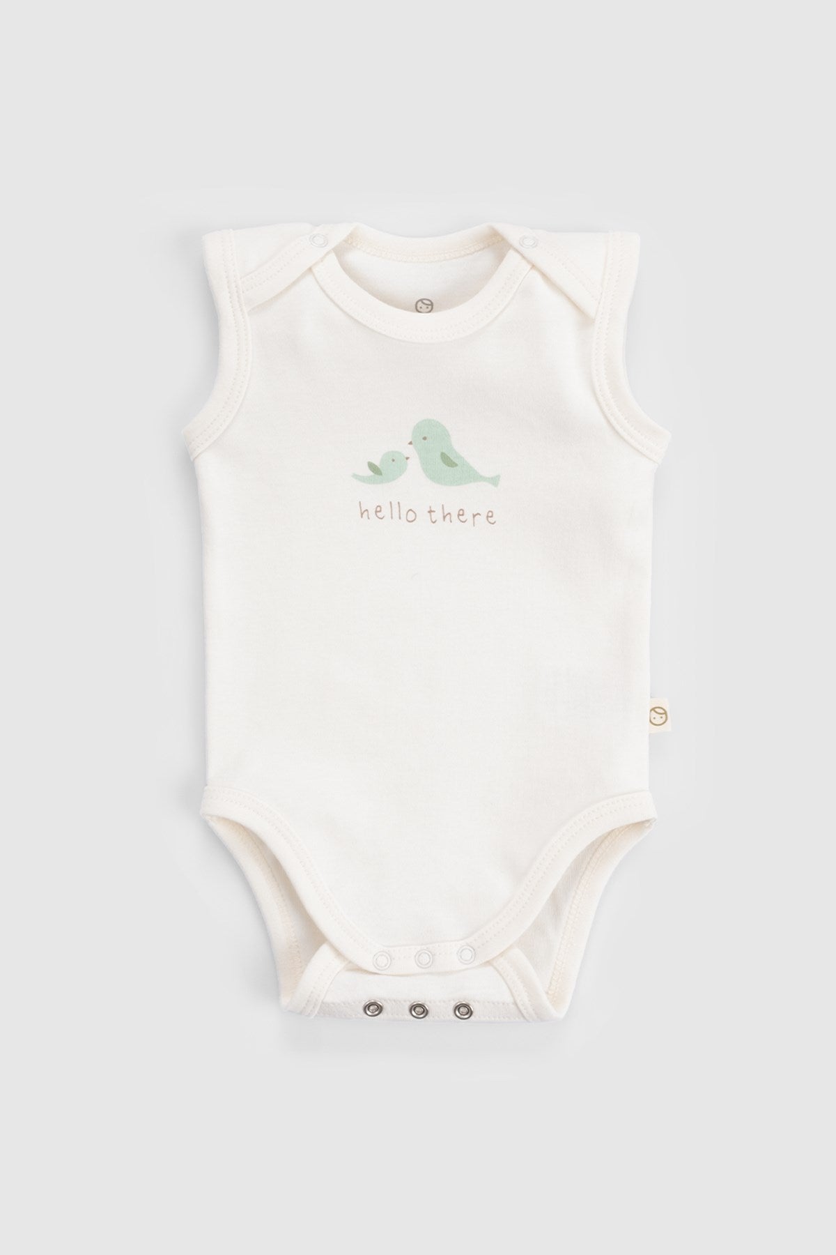 2'li Organik Pamuk Çıtçıtlı Twig Ekru Bebek Atlet Seti - Little Gusto -