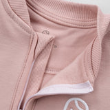 Organik Pamuklu Pembe Fermuarlı Bebek Tulumu