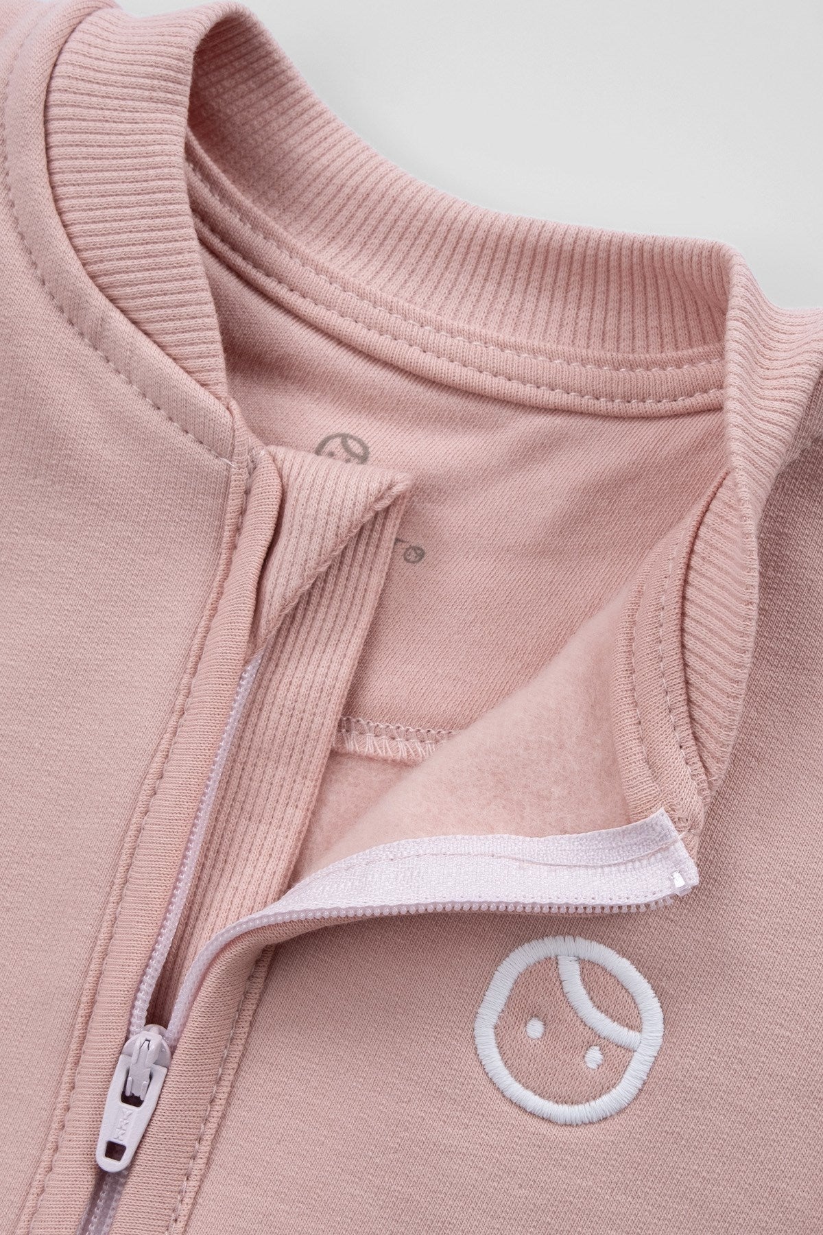 Organik Pamuklu Pembe Fermuarlı Bebek Tulumu