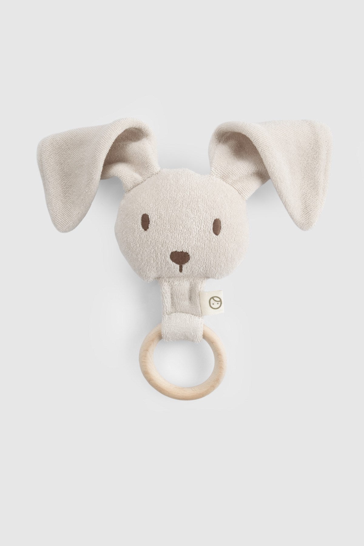 Ahşap Saplı Bej Çıngıraklı Diş Kaşıyıcı Tavşan