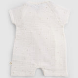 Organik Pamuk Müslin Ekru Kruvaze Bebek Şort Tulum