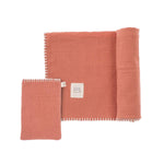 Bebek Müslin Bezi Örtü ve Kese Seti Organik Pamuk 120 cm Pembe - Little Gusto -