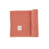 Bebek Müslin Bezi Örtü ve Kese Seti Organik Pamuk 120 cm Pembe - Little Gusto -