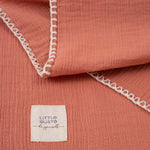 Bebek Müslin Bezi Örtü ve Kese Seti Organik Pamuk 120 cm Pembe - Little Gusto -