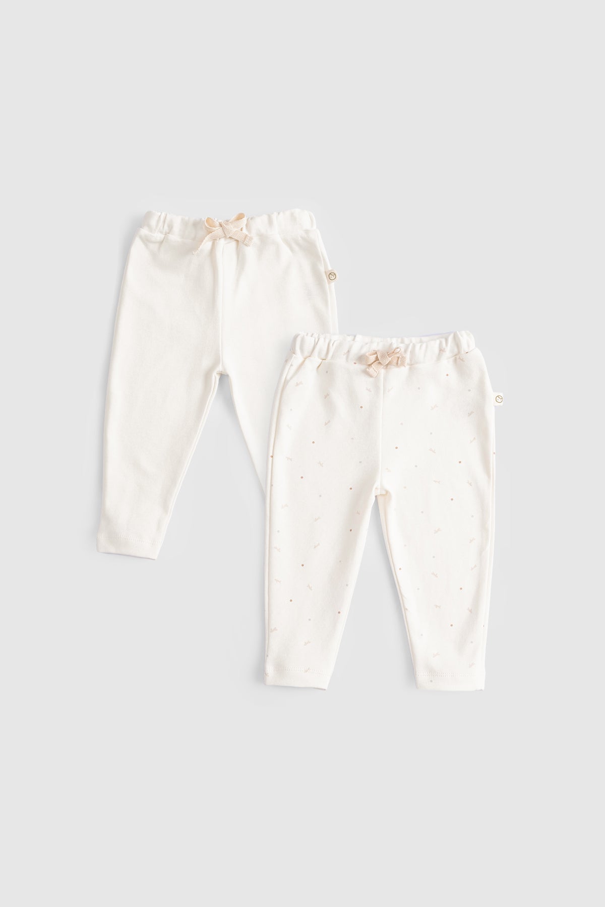 2'li Organik Pamuk Bebek Pantolonu Twig Ekru - Little Gusto - Bebek Pantolon
