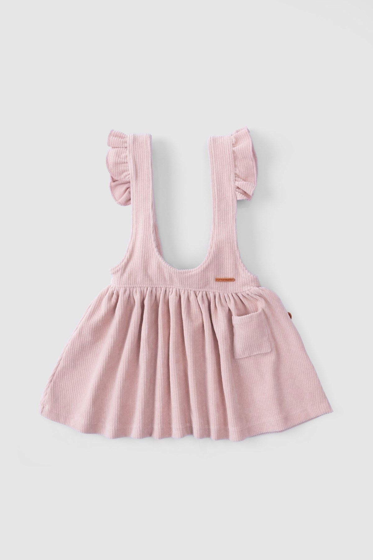 Fitilli Kadife Bebek Pembe Jile Elbise - Little Gusto