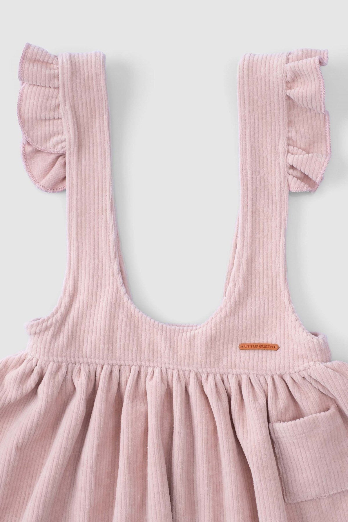 Fitilli Kadife Bebek Pembe Jile Elbise - Little Gusto