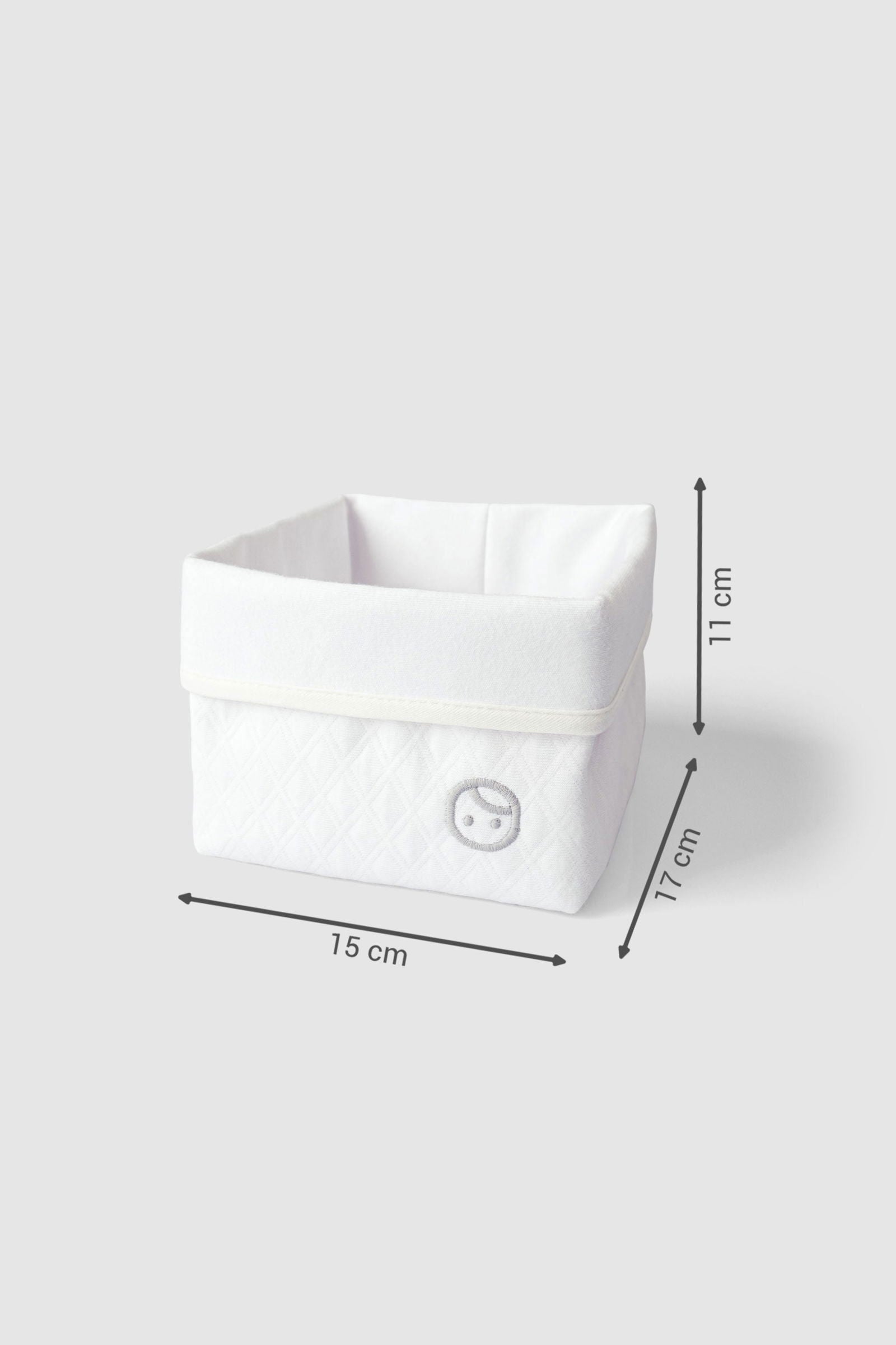 Kapitone Organik Pamuk Organizer Sepet 15x17 cm Beyaz - Little Gusto