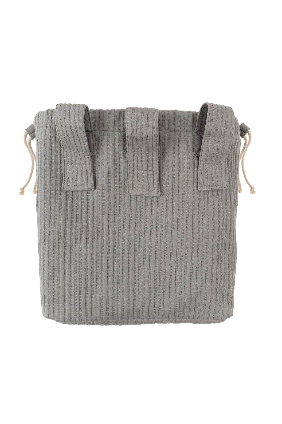 Kapitone Yatak Yanı Oyuncak Sepeti Gri - Little Gusto -