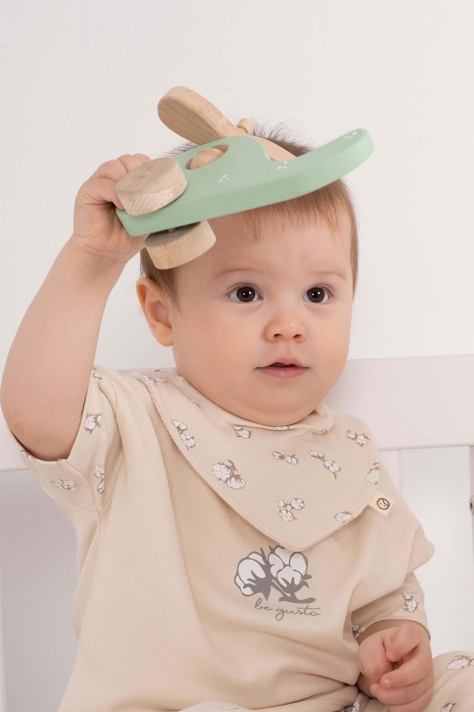Organik Pamuk 3'lü Sıvı Geçirmez Pamuk Desenli Bandana Önlük Seti - Little Gusto -