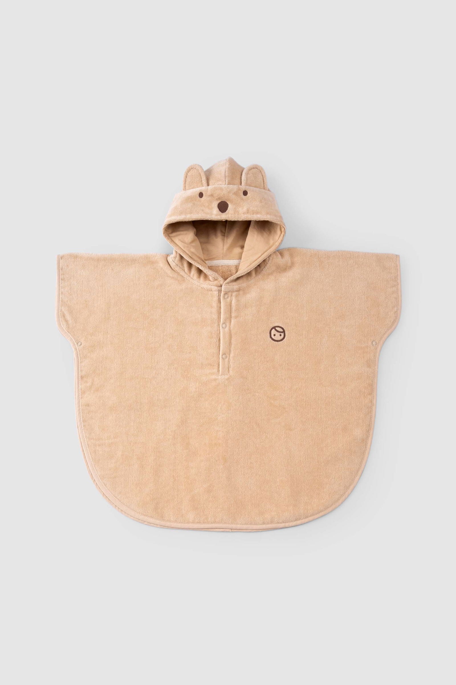 Organik Pamuk Bebek Ayıcık Bej Panço Havlu - Little Gusto -