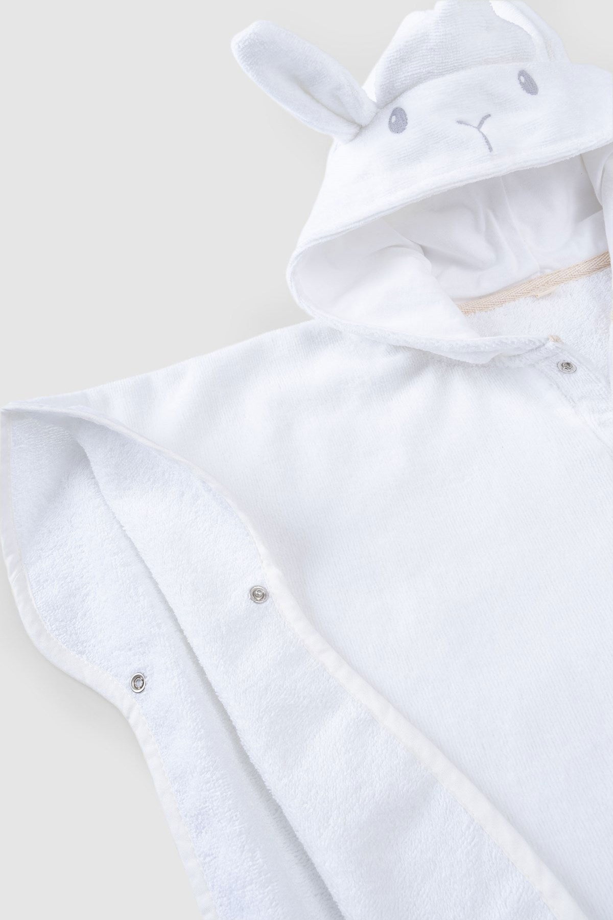 Organik Pamuk Bebek Kuzu Beyaz Panço Havlu - Little Gusto -