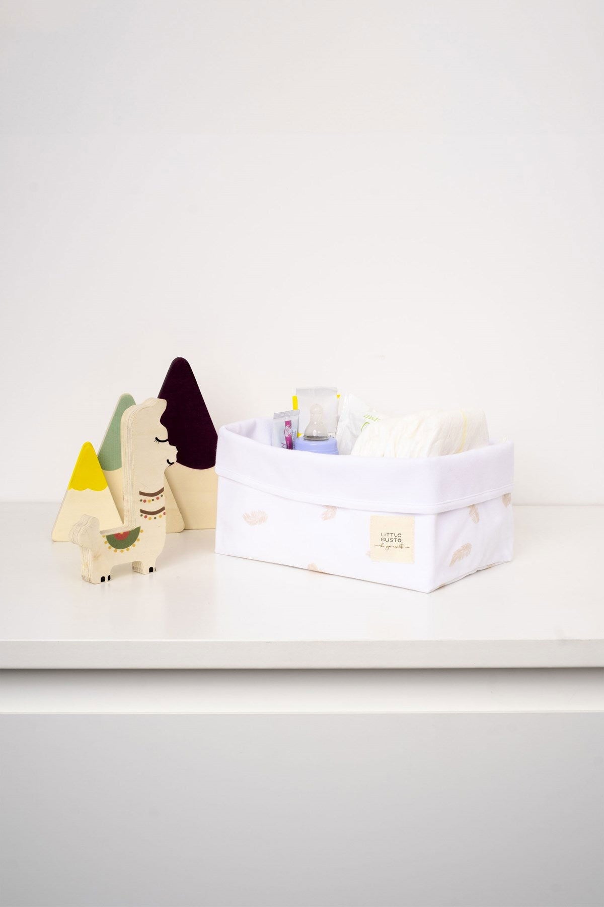 Organik Pamuk Organizer Sepet Bebek Feather 25x16 cm - Little Gusto