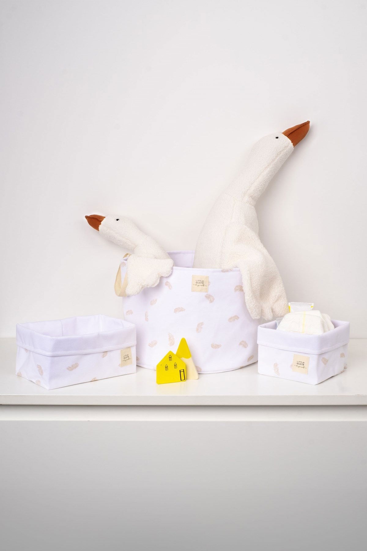 Organik Pamuk Organizer Sepet Bebek Feather 25x16 cm - Little Gusto