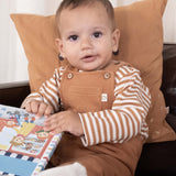 Organik Pamuklu İçi Tüylü Bebek Salopet Kahverengi