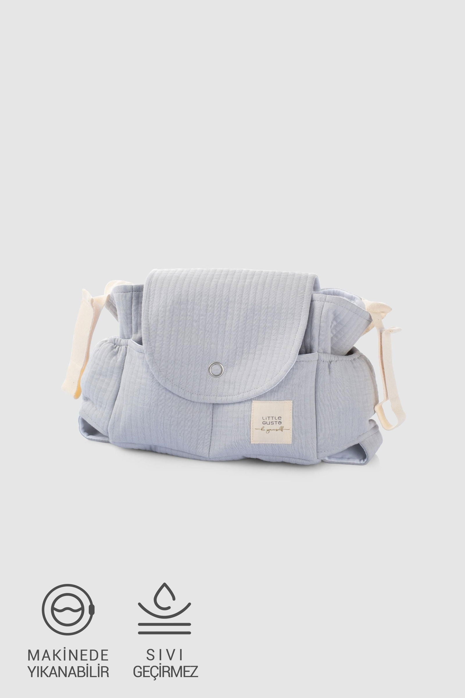 Sıvı Geçirmez Bebek Arabası Organizer Çantası Kapitone Gri Desenli - Little Gusto - Bebek Anne Çantası