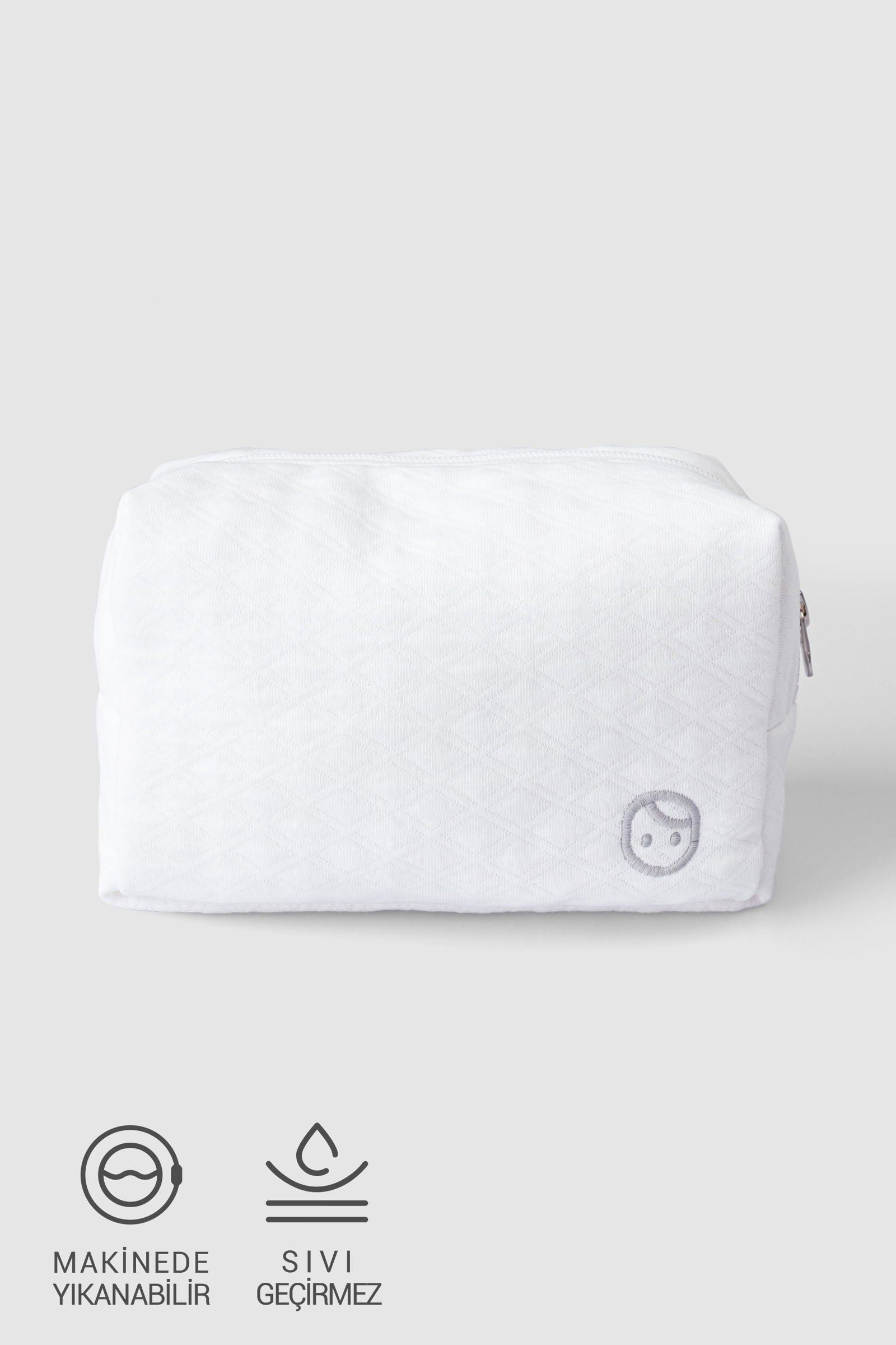 Sıvı geçirmez Fermuarlı Kapitone Organizer Çanta Beyaz - Little Gusto - Bebek Anne Çantası