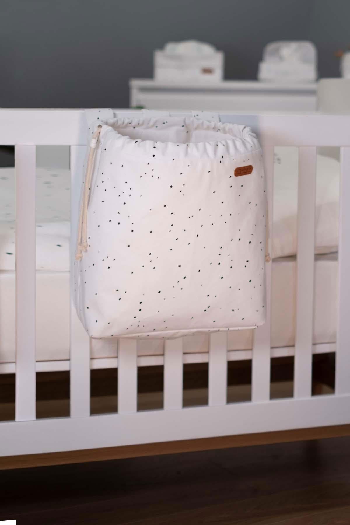 Yatak Yanı Oyuncak Sepeti Cosmos Beyaz Organik Pamuk - Little Gusto - Bebek Organizer Çanta