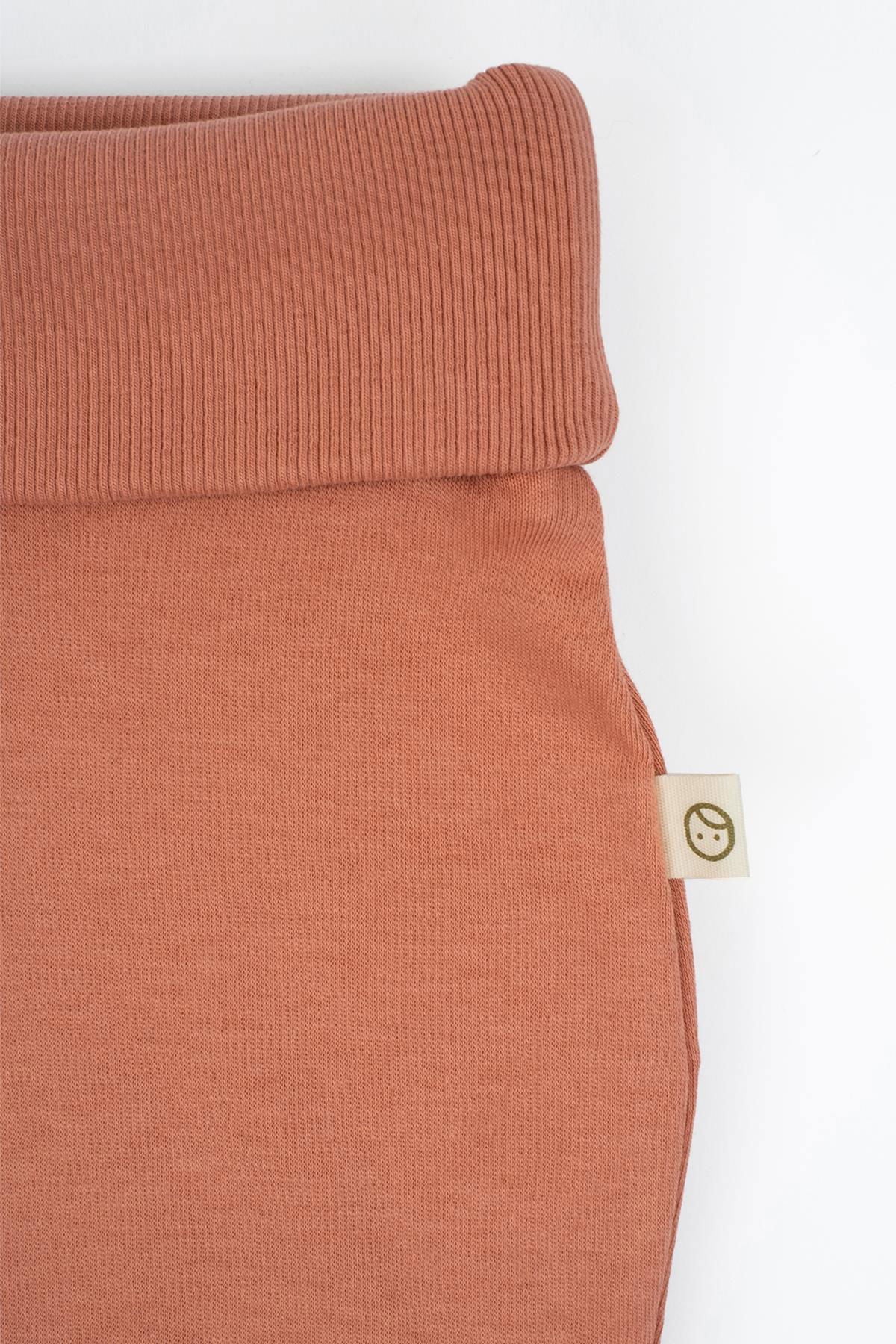 Yüksek Bel Pantolon Bebek Pembe Organik Pamuk - Little Gusto -