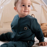 Organik Pamuklu Yeşil Fermuarlı Bebek Tulumu