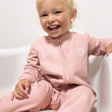 Organik Pamuklu Pembe Fermuarlı Bebek Tulumu