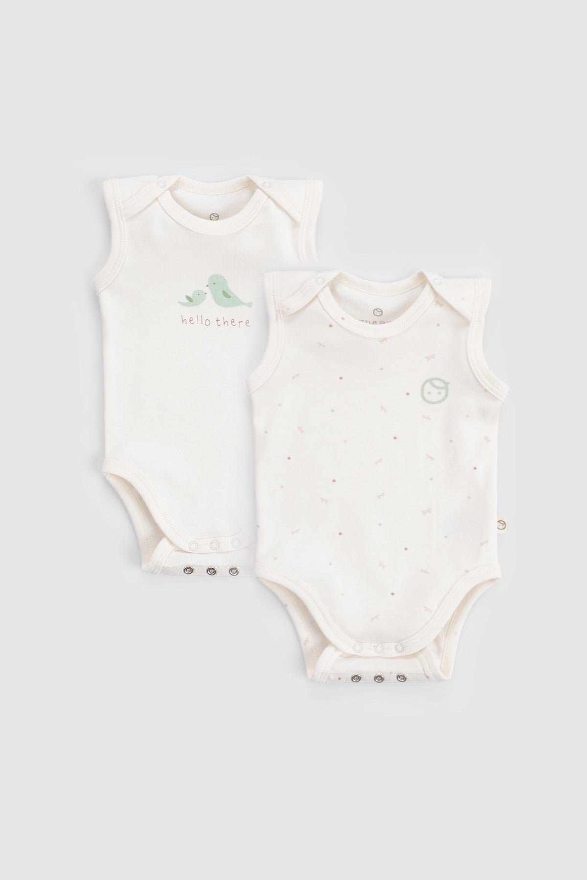 2'li Organik Pamuk Çıtçıtlı Twig Ekru Bebek Atlet Seti - Little Gusto - Bebek Zıbın ve Body