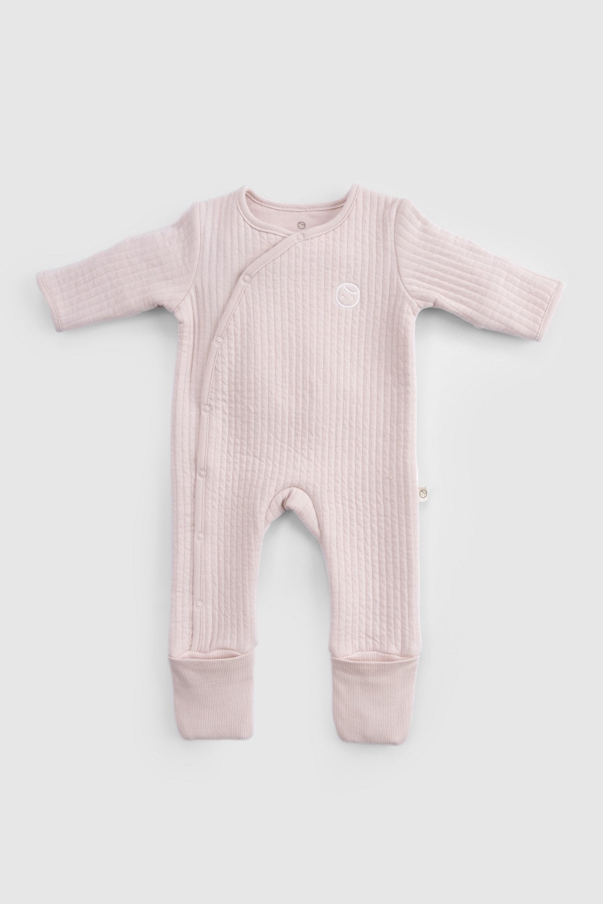 Kendinden Patikli ve Eldivenli Kapitone Pembe Bebek Tulumu