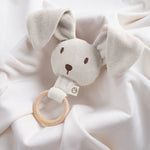 Ahşap Saplı Bej Çıngıraklı Diş Kaşıyıcı Tavşan