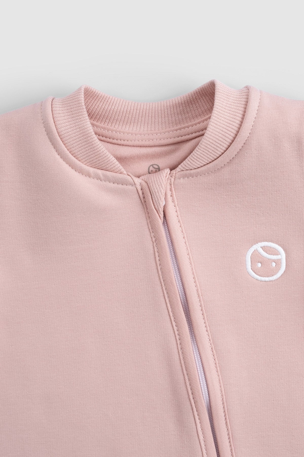 Organik Pamuklu Pembe Fermuarlı Bebek Tulumu
