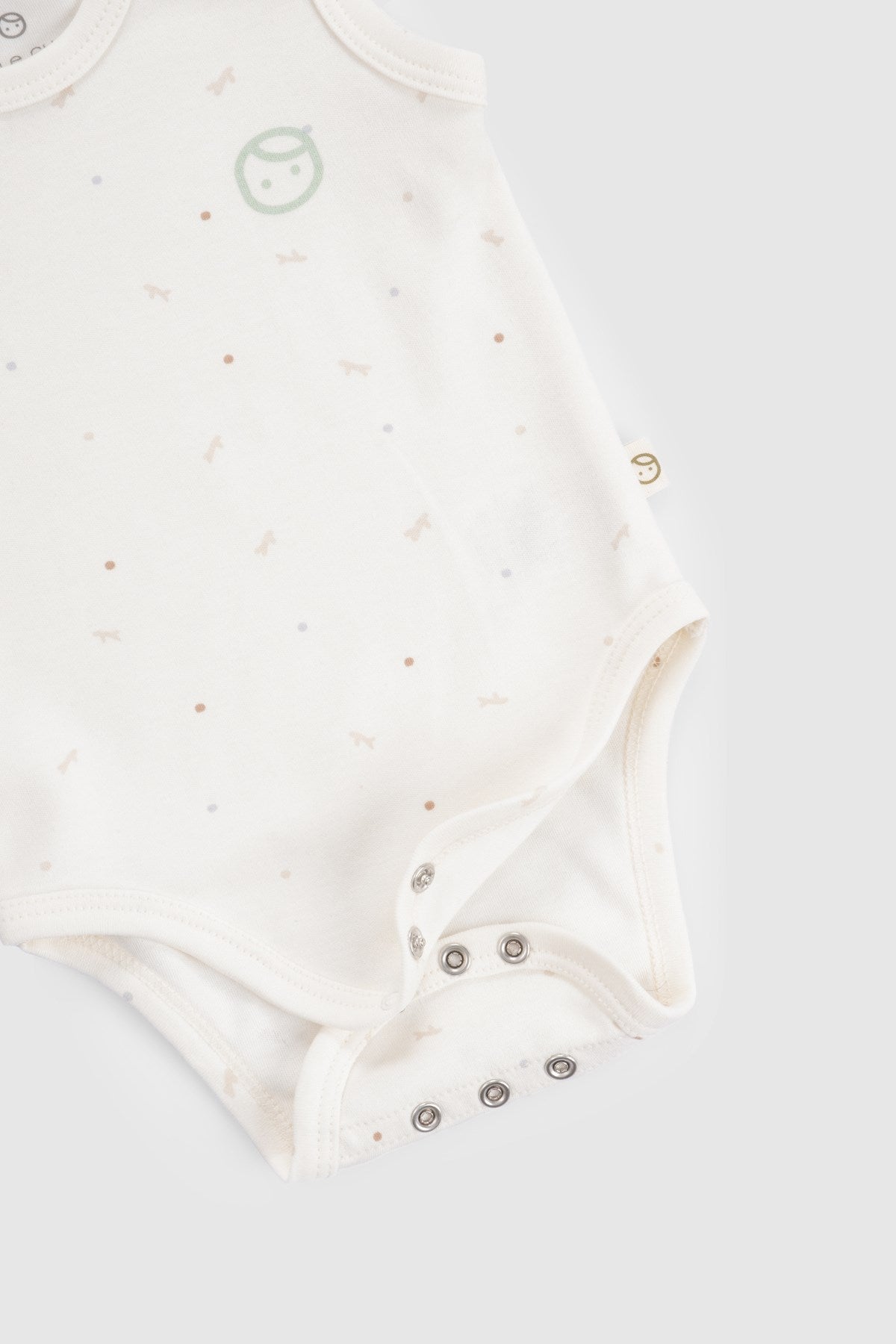 2'li Organik Pamuk Çıtçıtlı Twig Ekru Bebek Atlet Seti - Little Gusto -