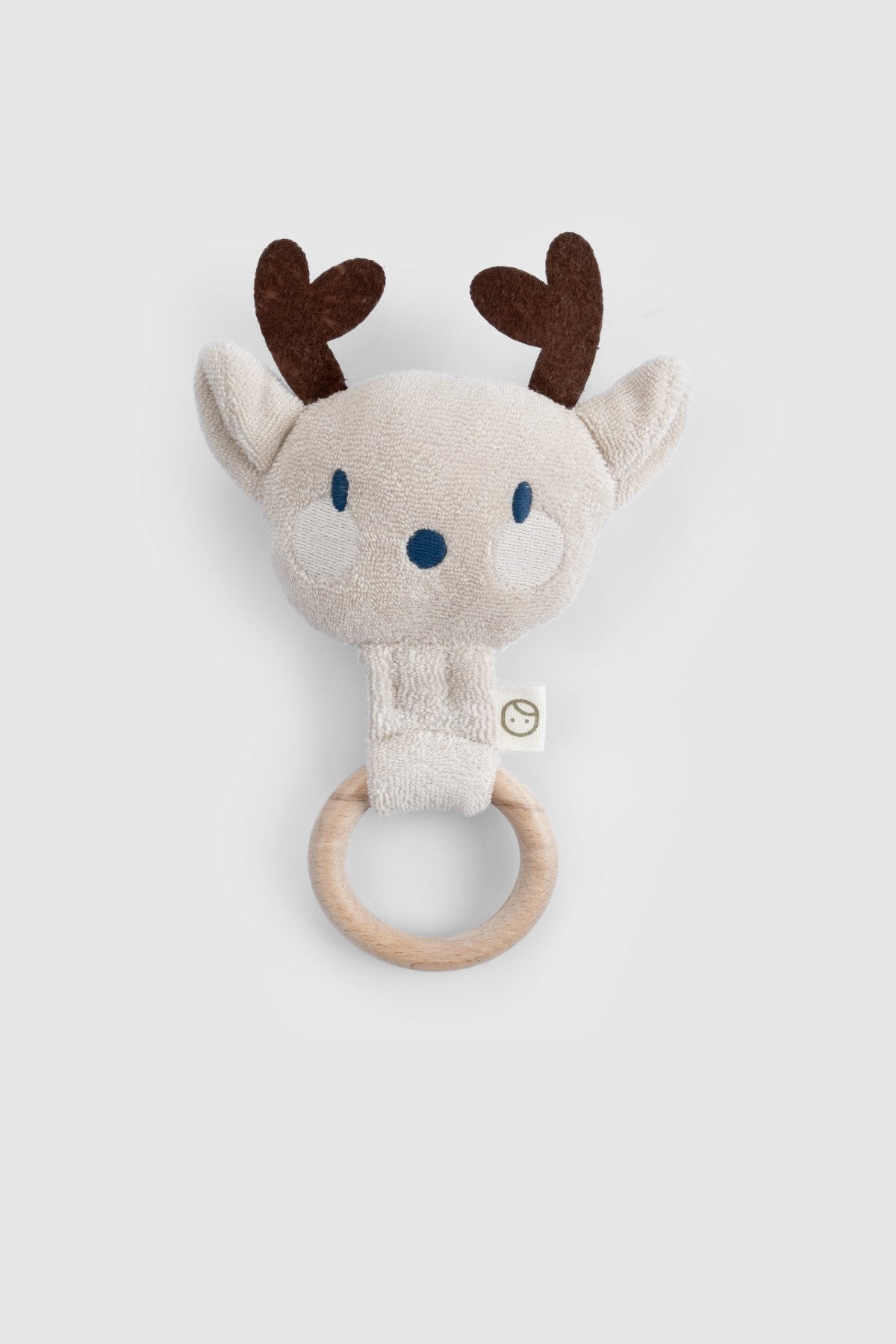 Ahşap Saplı Krem Çıngıraklı Diş Kaşıyıcı Geyik