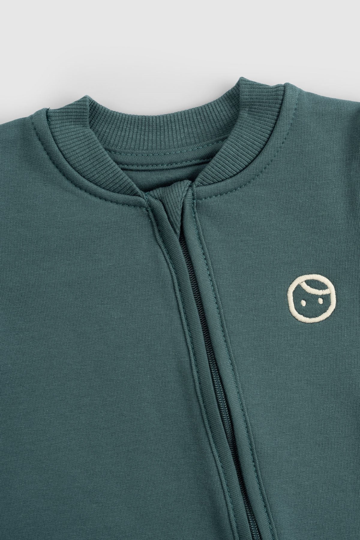 Organik Pamuklu Yeşil Fermuarlı Bebek Tulumu