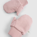 Organik Pamuklu Tavşan Kulaklı Pembe Balaklava Eldiven Seti