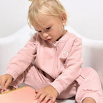 Organik Pamuklu Pembe Fermuarlı Bebek Tulumu